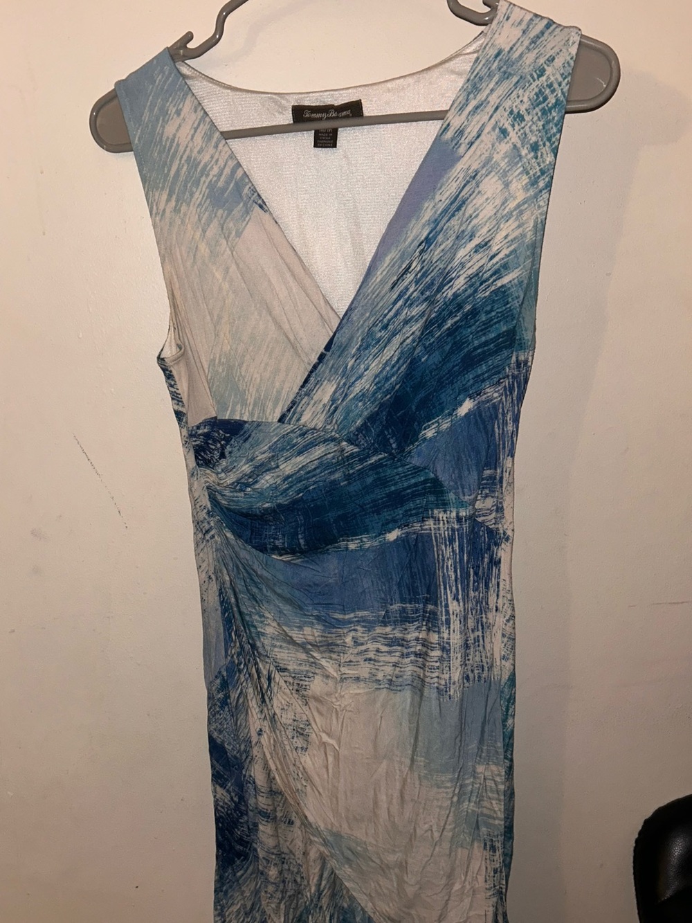 Tommy Bahama Blue & White Brushstroke Sleeveless Midi Dress